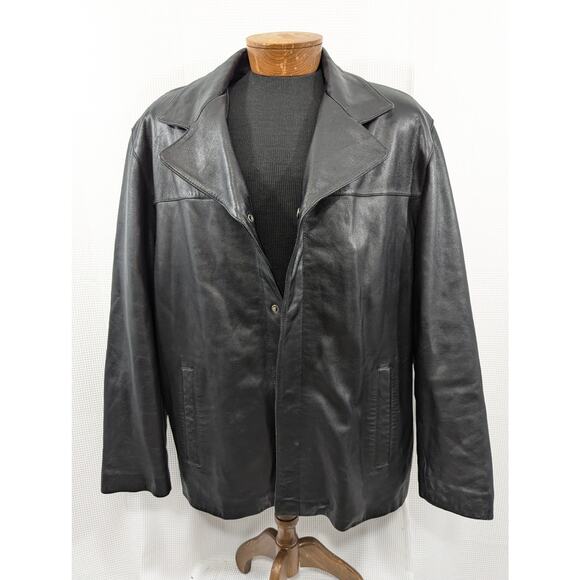 NWOT! GUESS! SUPPLE SOFT BLACK GENUINE LEATHER WOOL ZIP LINER JACKET, COAT!SZ XL - Picture 3 of 14